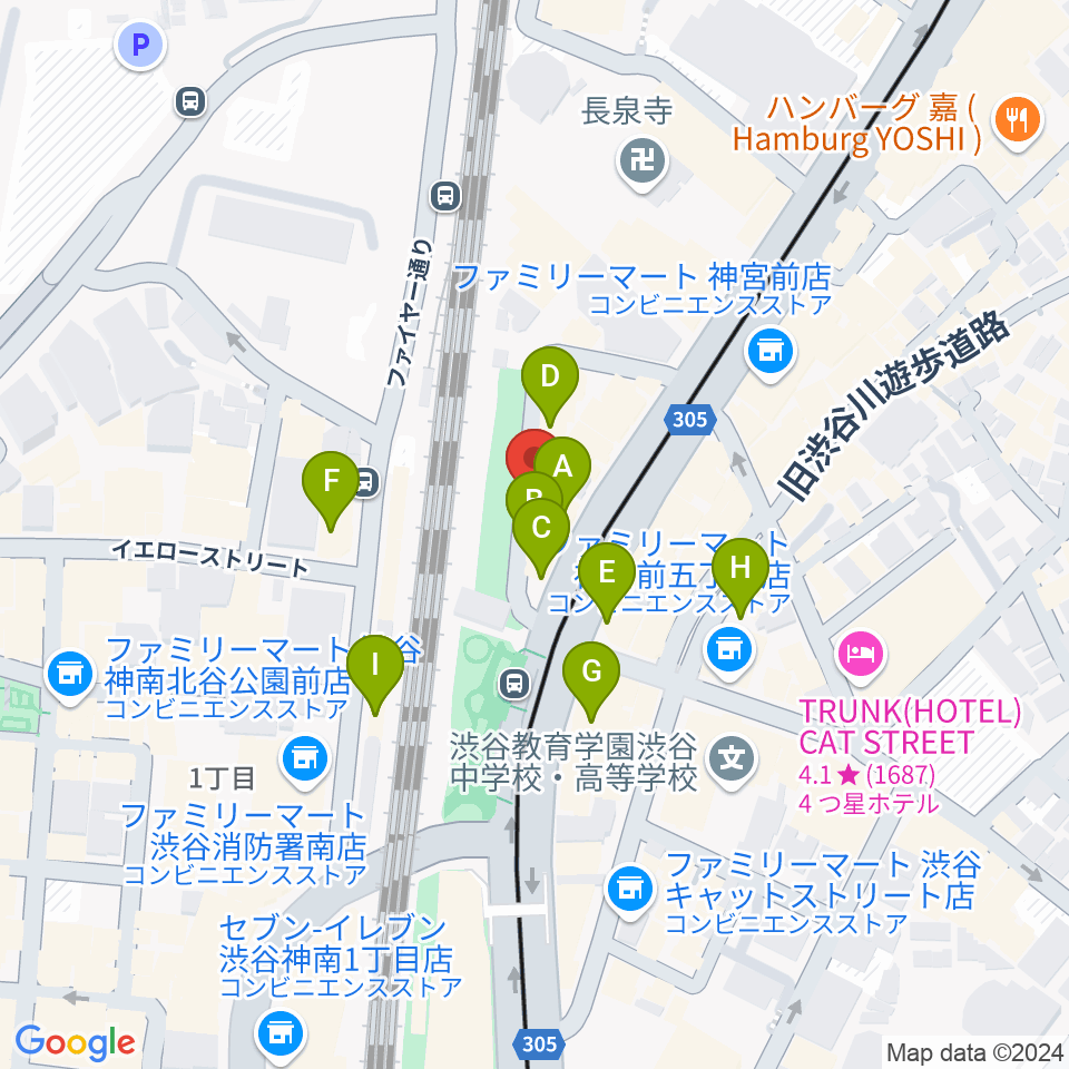 トイズミュージックスクール周辺のファミレス・ファーストフード一覧地図