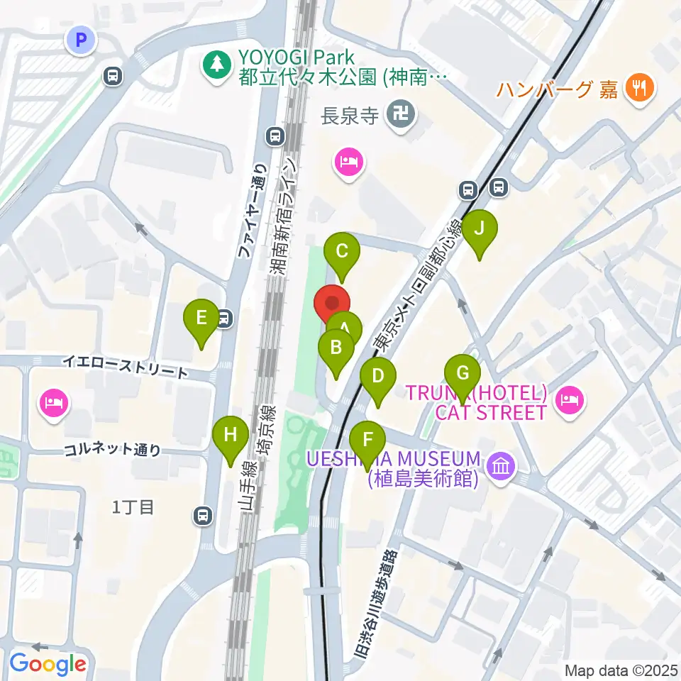 トイズミュージックスクール周辺のファミレス・ファーストフード一覧地図
