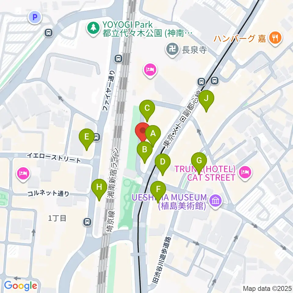 トイズミュージックスクール周辺のファミレス・ファーストフード一覧地図