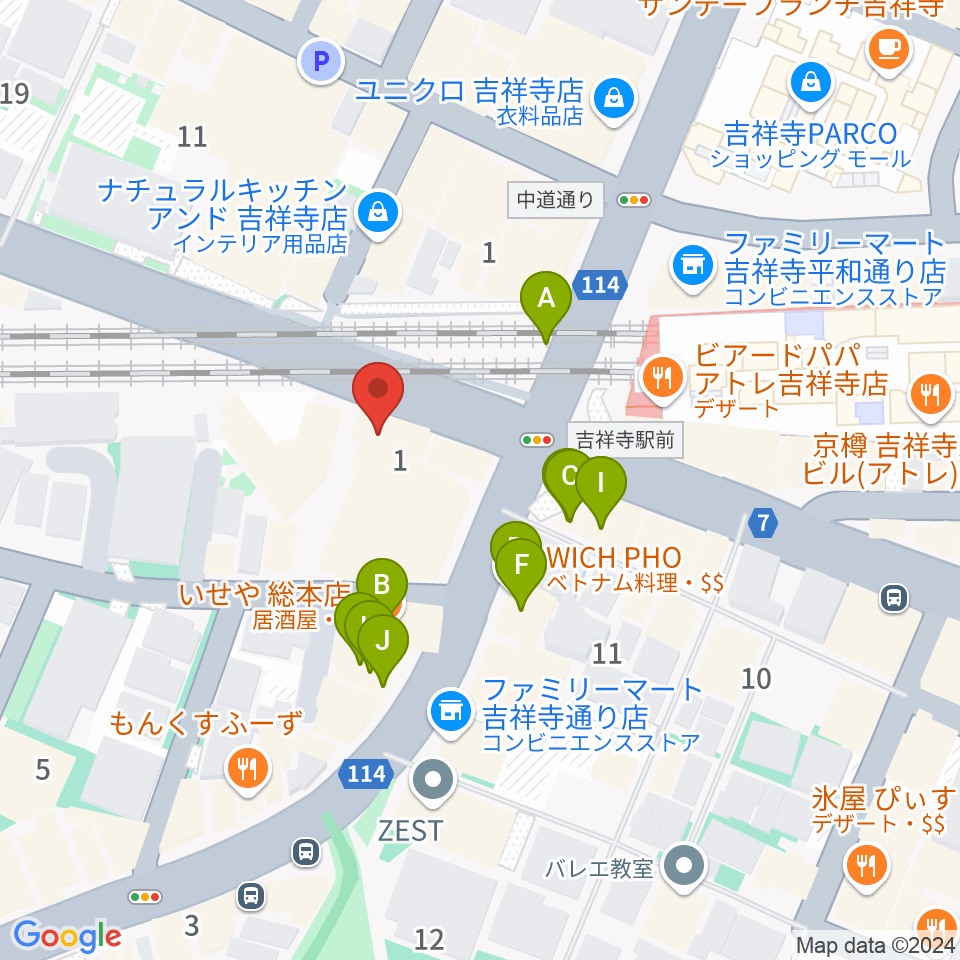 M&N Bit Of Sound周辺のファミレス・ファーストフード一覧地図