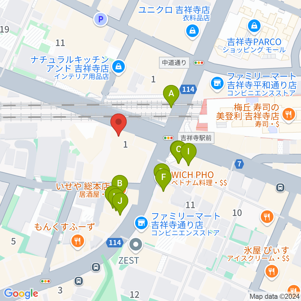 M&N Bit Of Sound周辺のファミレス・ファーストフード一覧地図