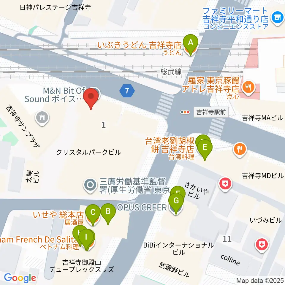 M&N Bit Of Sound周辺のファミレス・ファーストフード一覧地図
