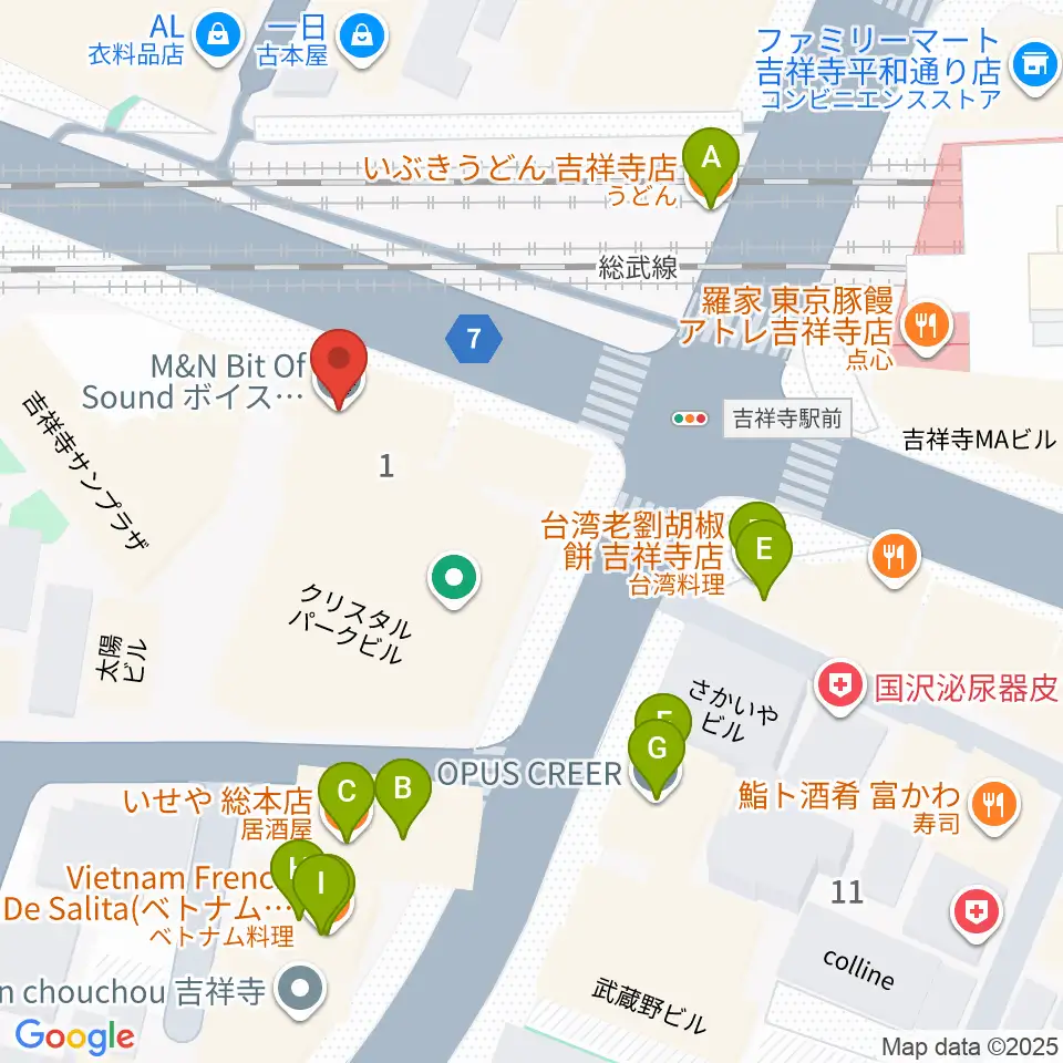 M&N Bit Of Sound周辺のファミレス・ファーストフード一覧地図