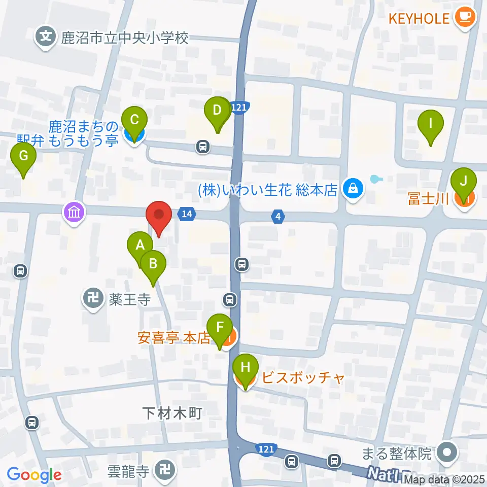 エルベ音楽院周辺のファミレス・ファーストフード一覧地図