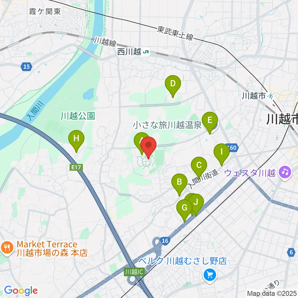 尚美学園大学周辺のファミレス・ファーストフード一覧地図