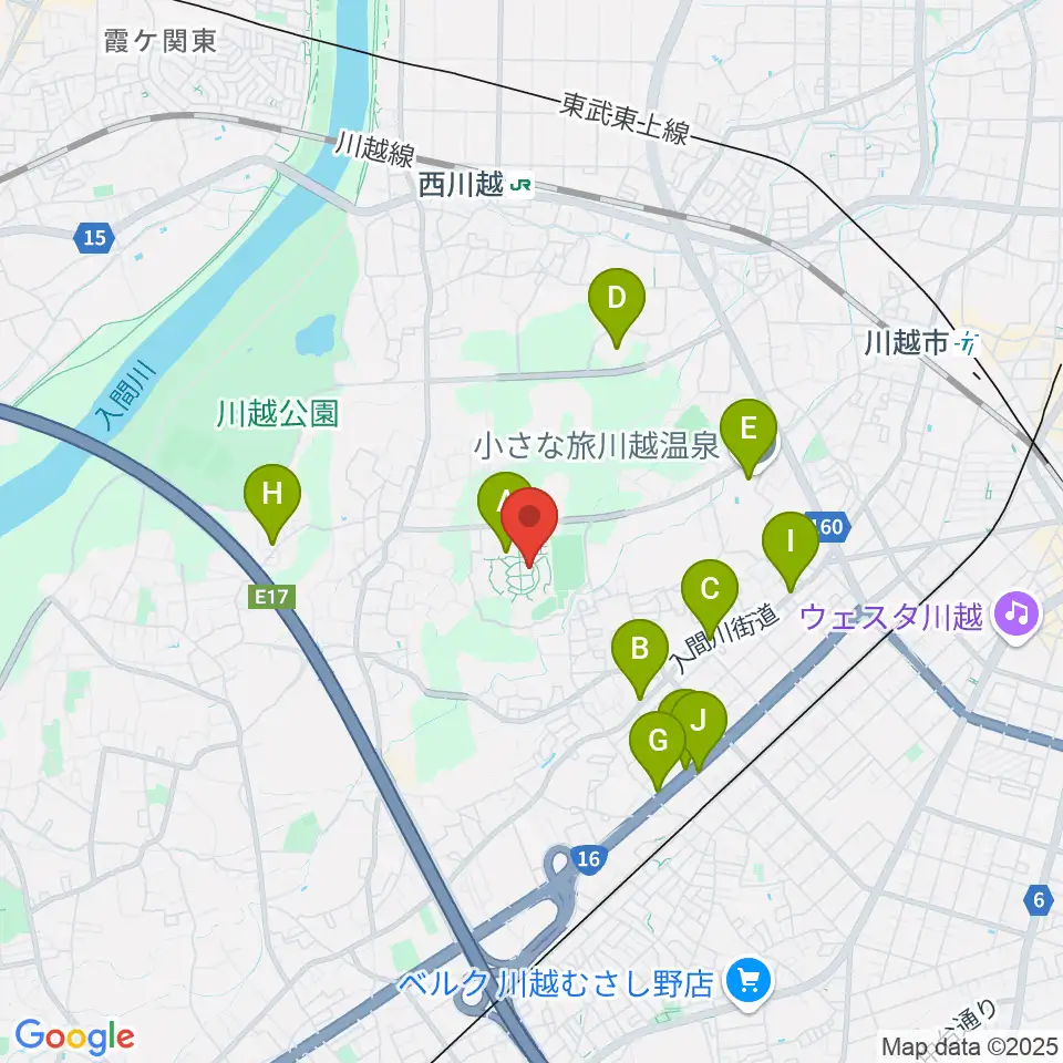 尚美学園大学周辺のファミレス・ファーストフード一覧地図