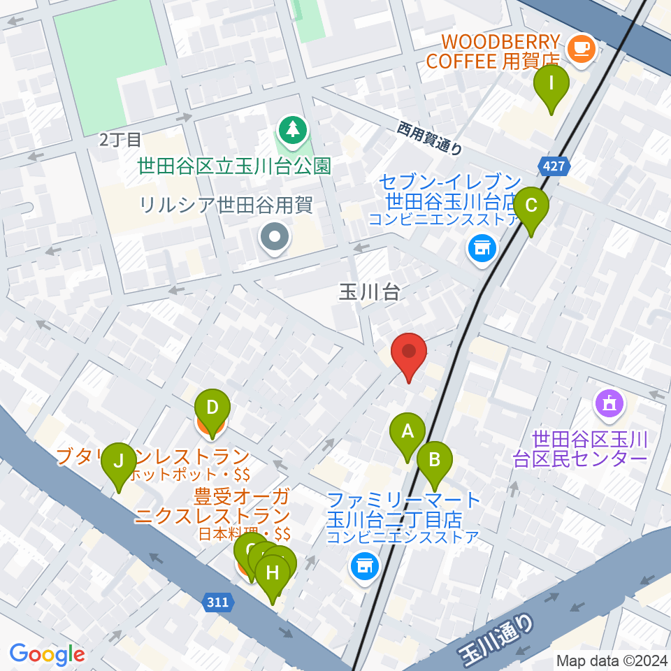 マイカミュージックラボラトリー周辺のファミレス・ファーストフード一覧地図