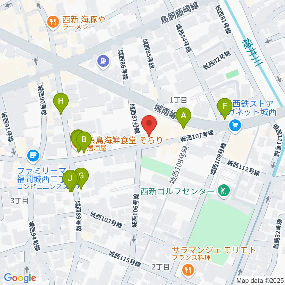 ソルフェ音楽専門学院周辺のファミレス・ファーストフード一覧地図