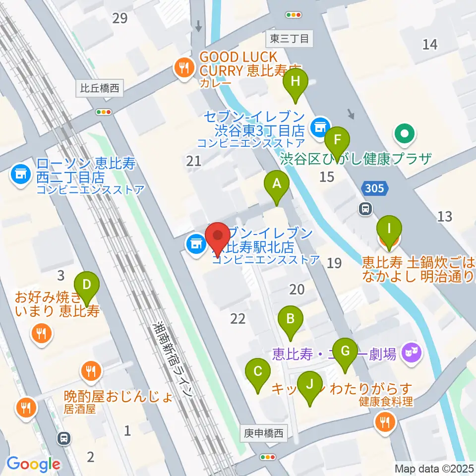 日本ピアノ調律・音楽学院周辺のファミレス・ファーストフード一覧地図