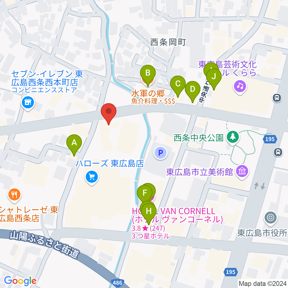 セッション西条駅前店 音楽教室周辺のファミレス・ファーストフード一覧地図