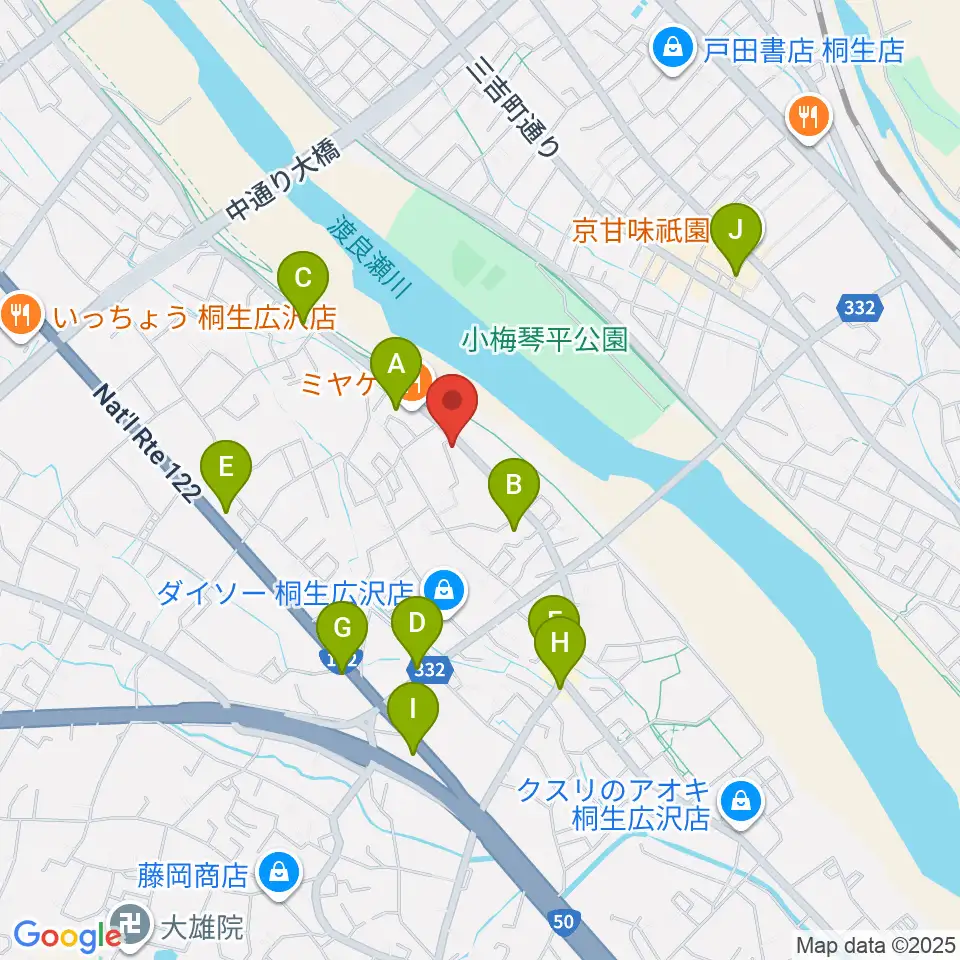 J-music ボーカル音楽教室周辺のファミレス・ファーストフード一覧地図
