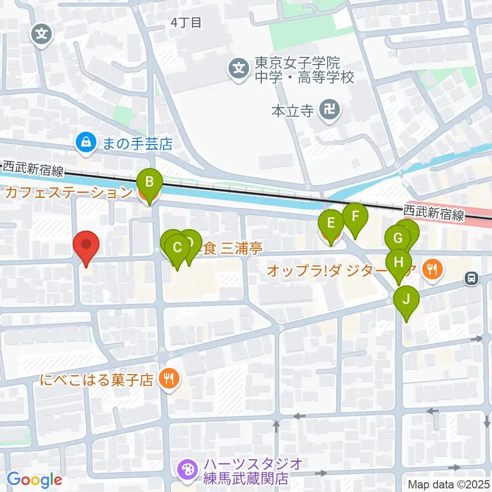 べっら・ぼーちぇ音楽院周辺のファミレス・ファーストフード一覧地図