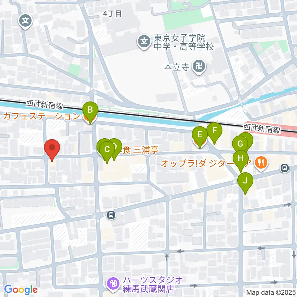 べっら・ぼーちぇ音楽院周辺のファミレス・ファーストフード一覧地図