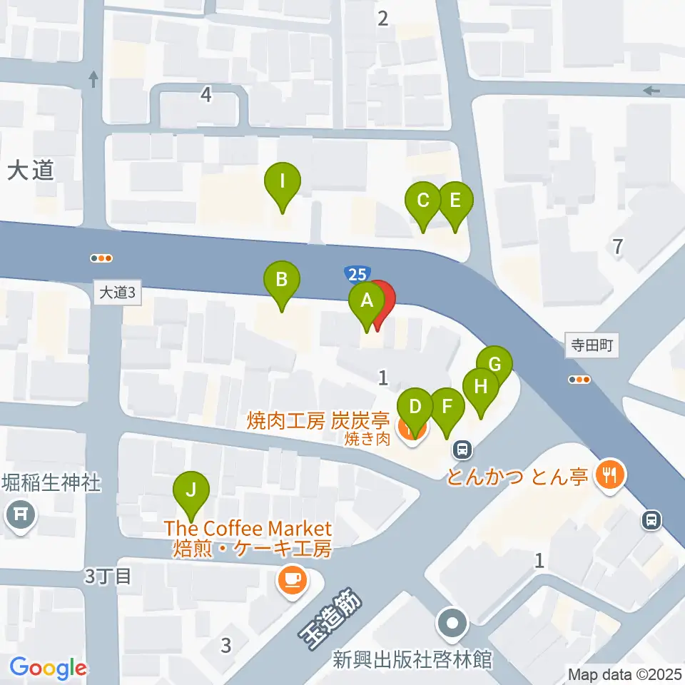 うえはミュージックフォレスト周辺のファミレス・ファーストフード一覧地図