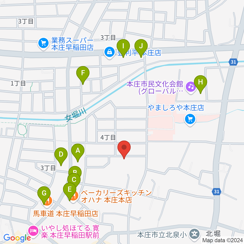 南音楽院周辺のファミレス・ファーストフード一覧地図