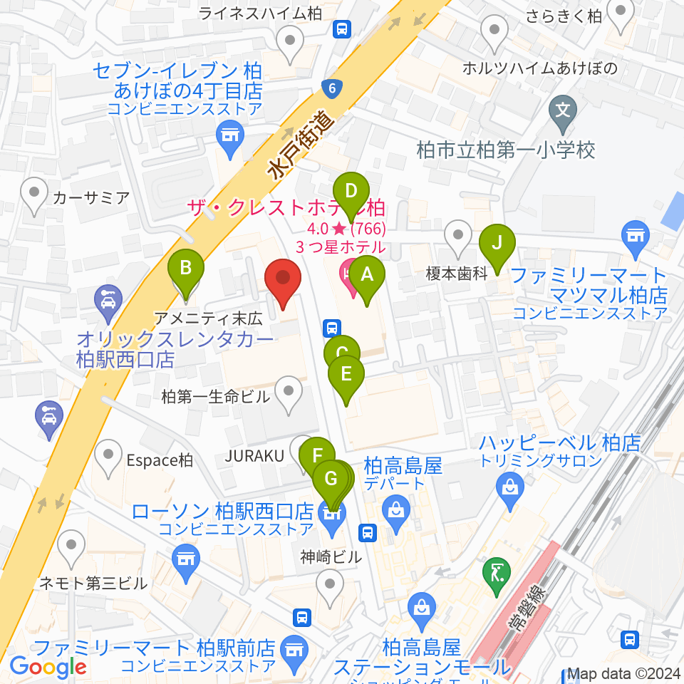 フォリア・ミュージックルーム周辺のファミレス・ファーストフード一覧地図