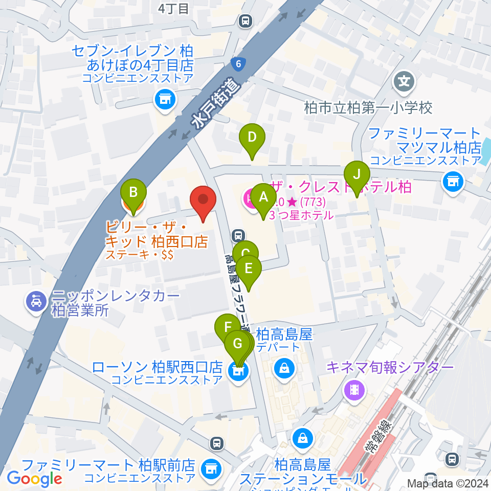 フォリア・ミュージックルーム周辺のファミレス・ファーストフード一覧地図