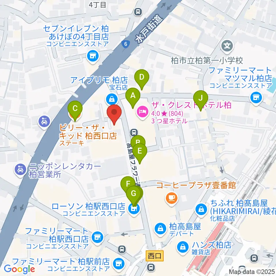 フォリア・ミュージックルーム周辺のファミレス・ファーストフード一覧地図