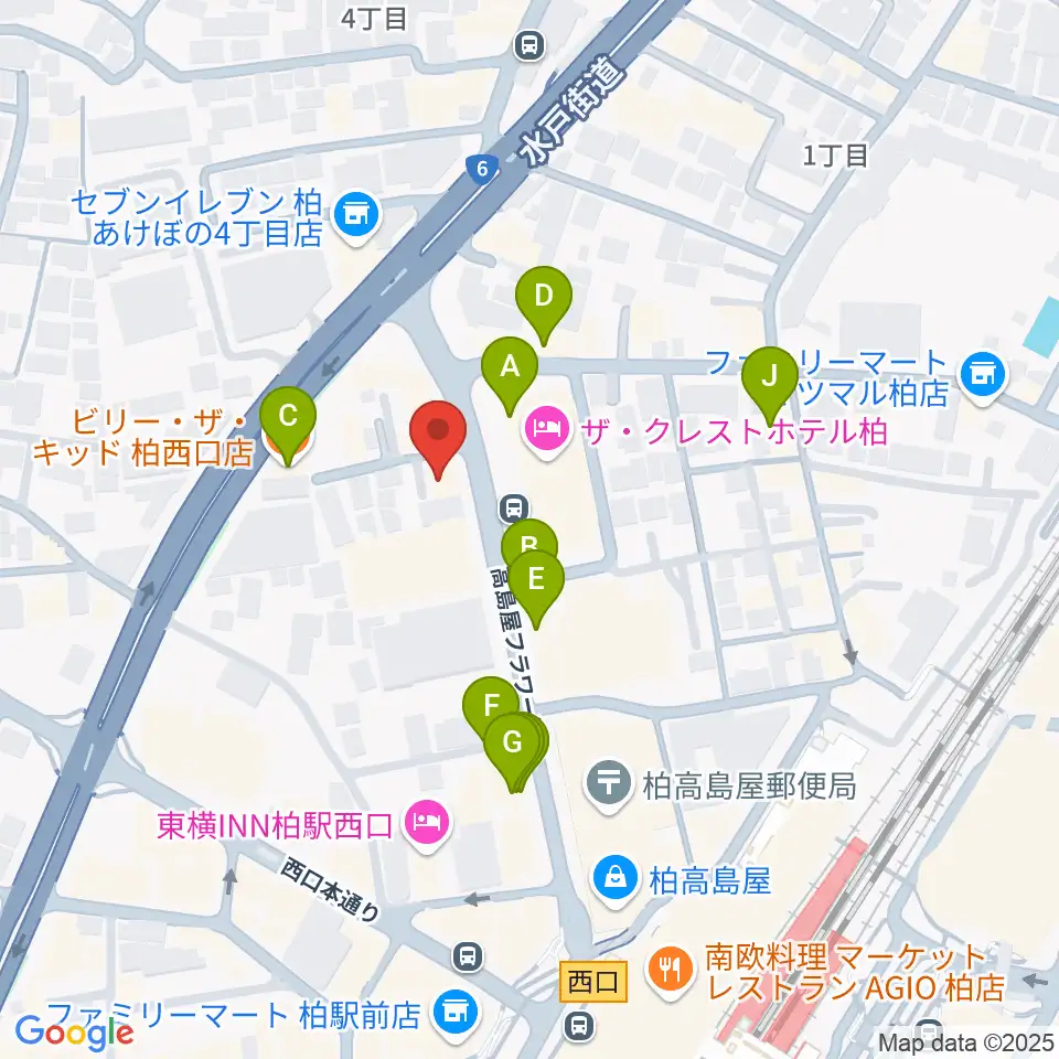 フォリア・ミュージックルーム周辺のファミレス・ファーストフード一覧地図