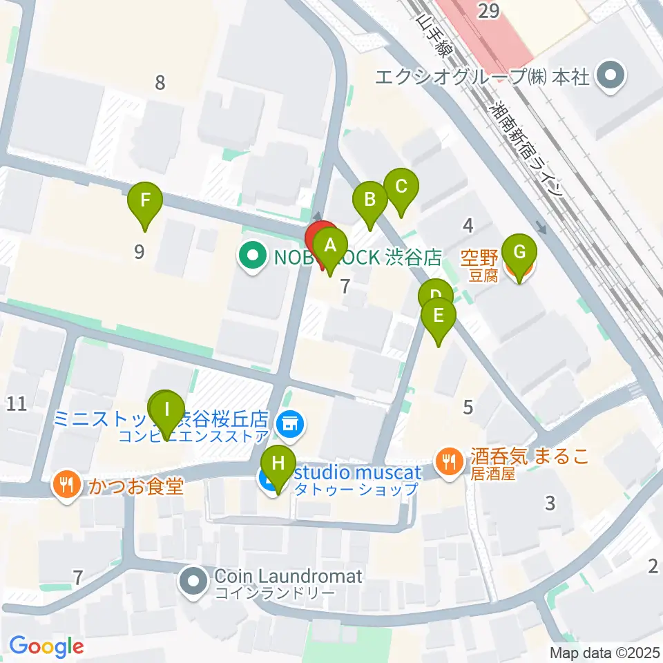 ヴァーヴミュージックスクール周辺のファミレス・ファーストフード一覧地図