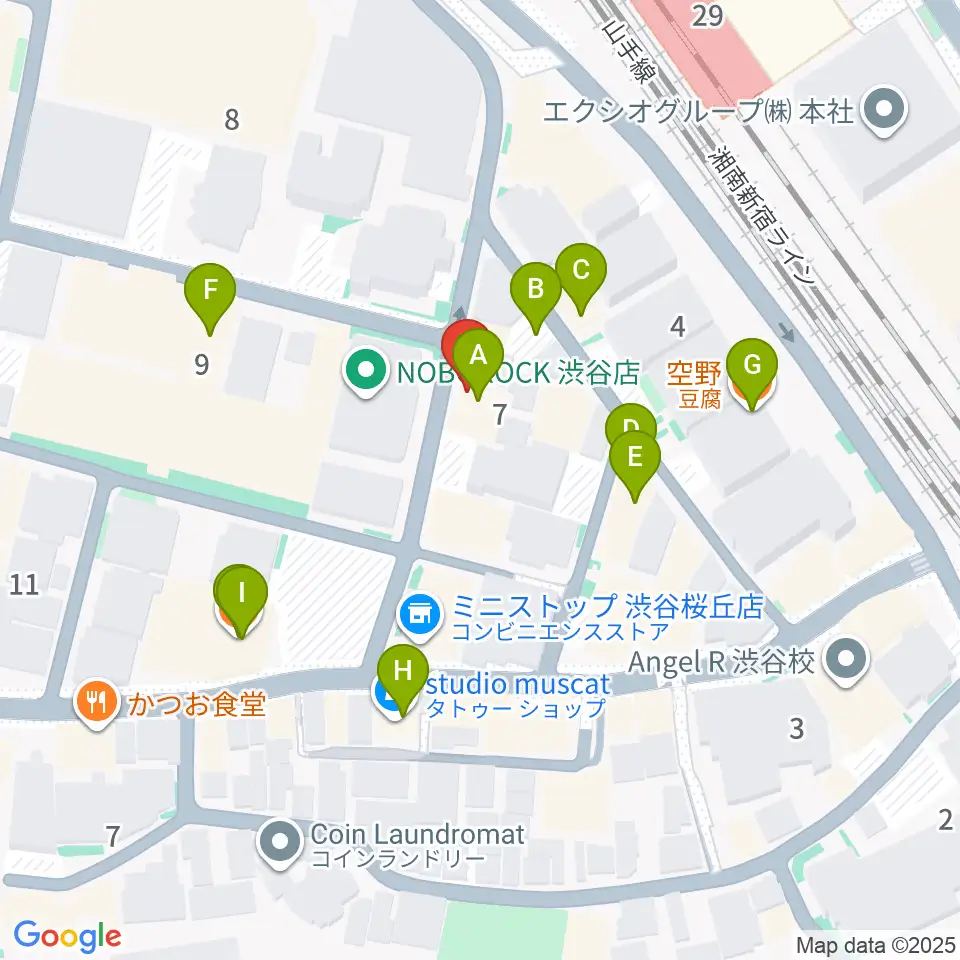 ヴァーヴミュージックスクール周辺のファミレス・ファーストフード一覧地図