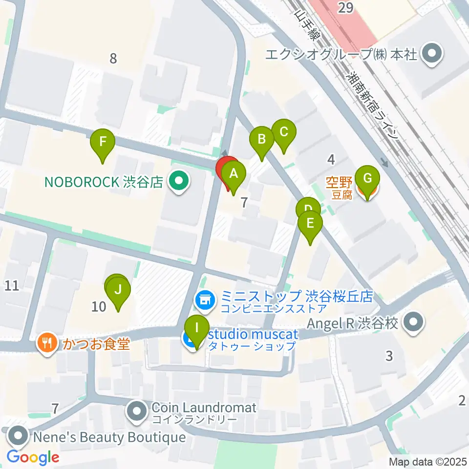 ヴァーヴミュージックスクール周辺のファミレス・ファーストフード一覧地図