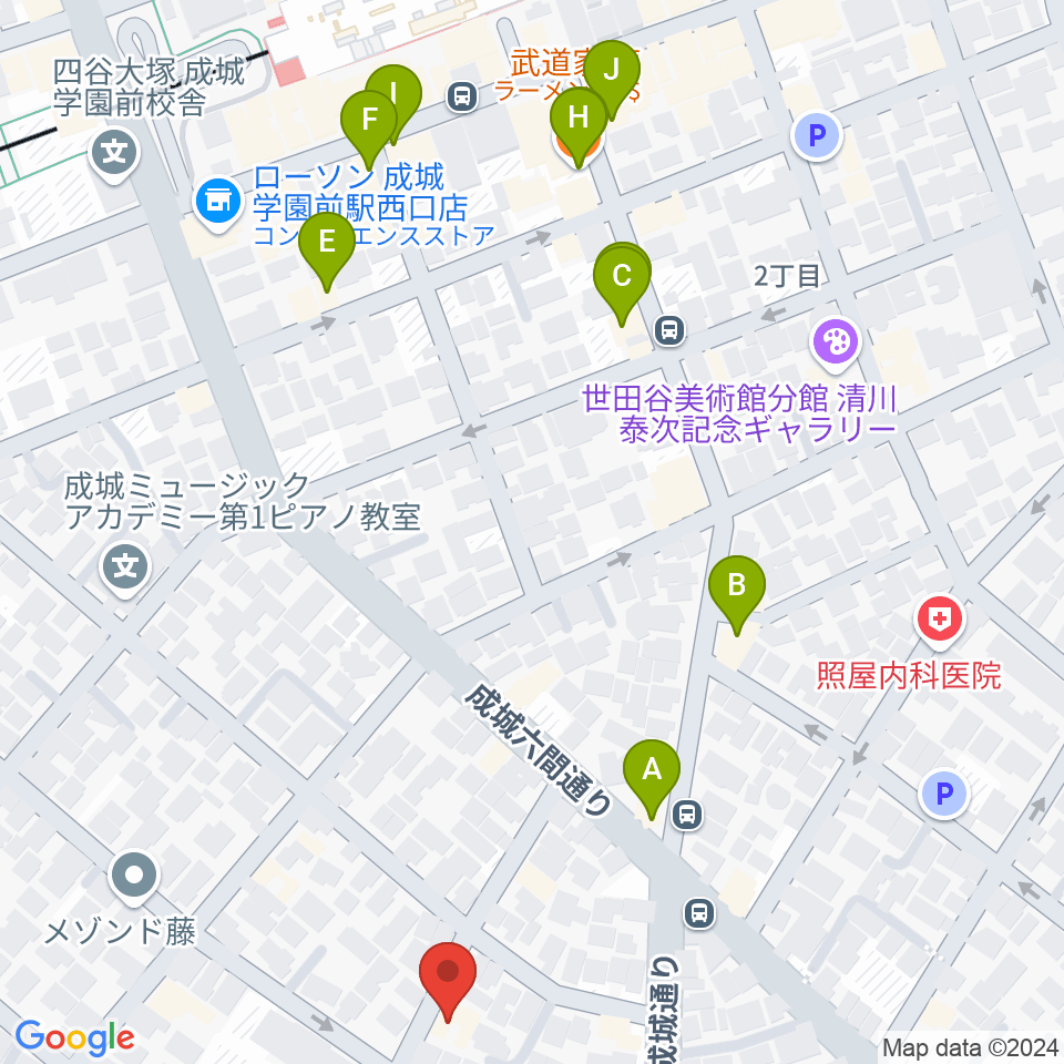 ピア・ちゃピアノ教室周辺のファミレス・ファーストフード一覧地図