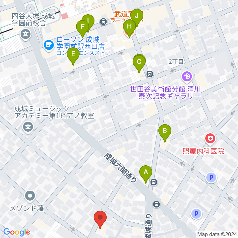 ピア・ちゃピアノ教室周辺のファミレス・ファーストフード一覧地図