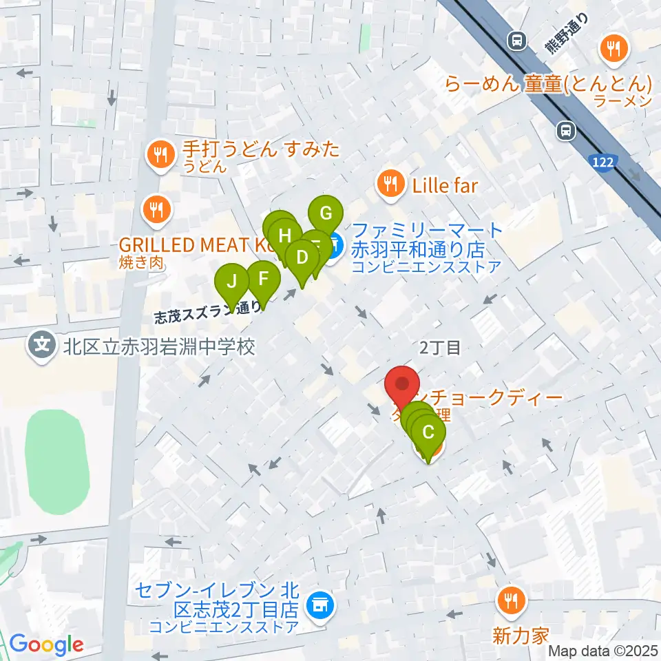 ドルチェ音楽学園周辺のファミレス・ファーストフード一覧地図