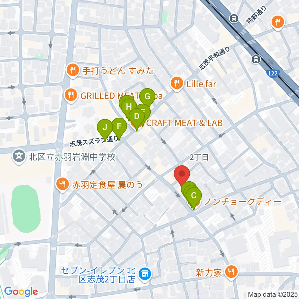 ドルチェ音楽学園周辺のファミレス・ファーストフード一覧地図