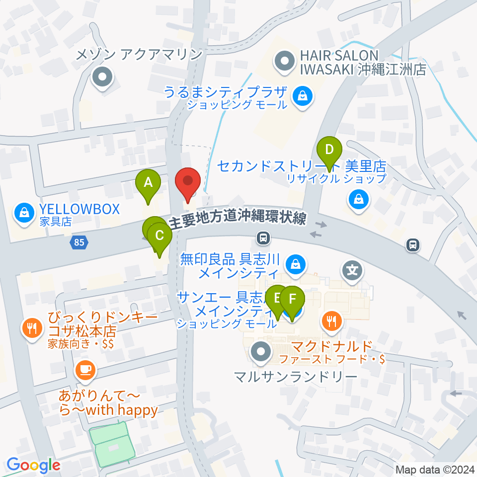 音楽教室ヒラソル周辺のファミレス・ファーストフード一覧地図