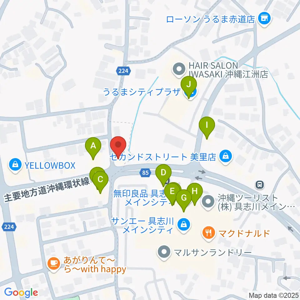音楽教室ヒラソル周辺のファミレス・ファーストフード一覧地図