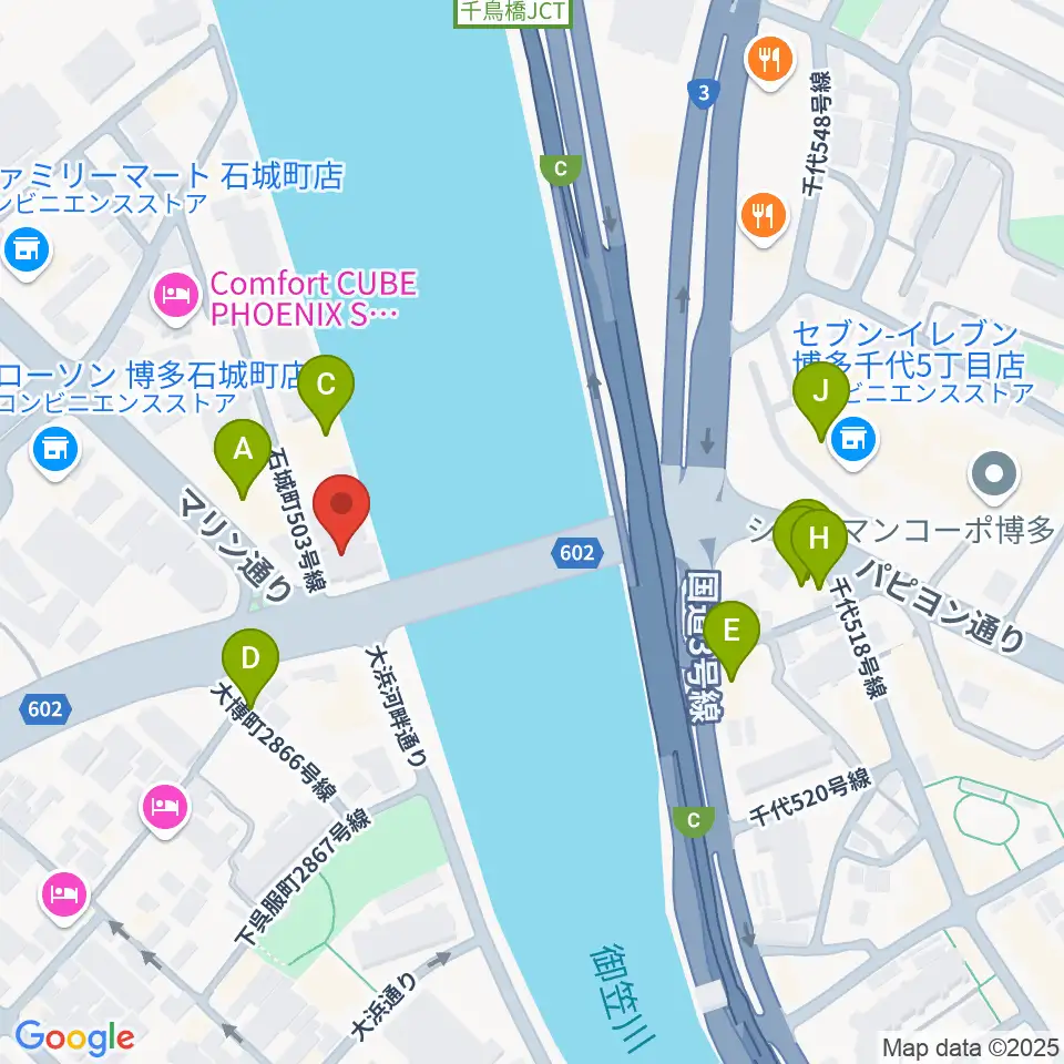 福岡スクールオブミュージック&ダンス専門学校周辺のファミレス・ファーストフード一覧地図