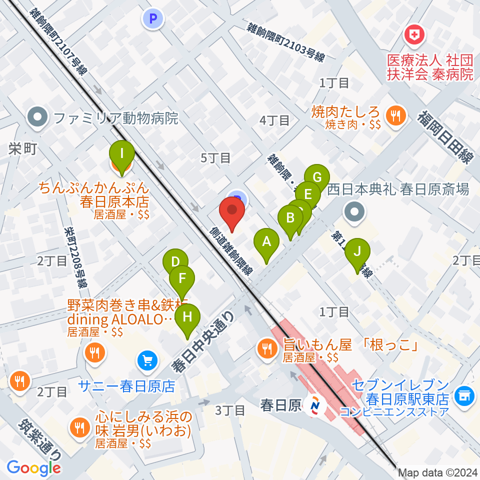 jmc音楽教室周辺のファミレス・ファーストフード一覧地図