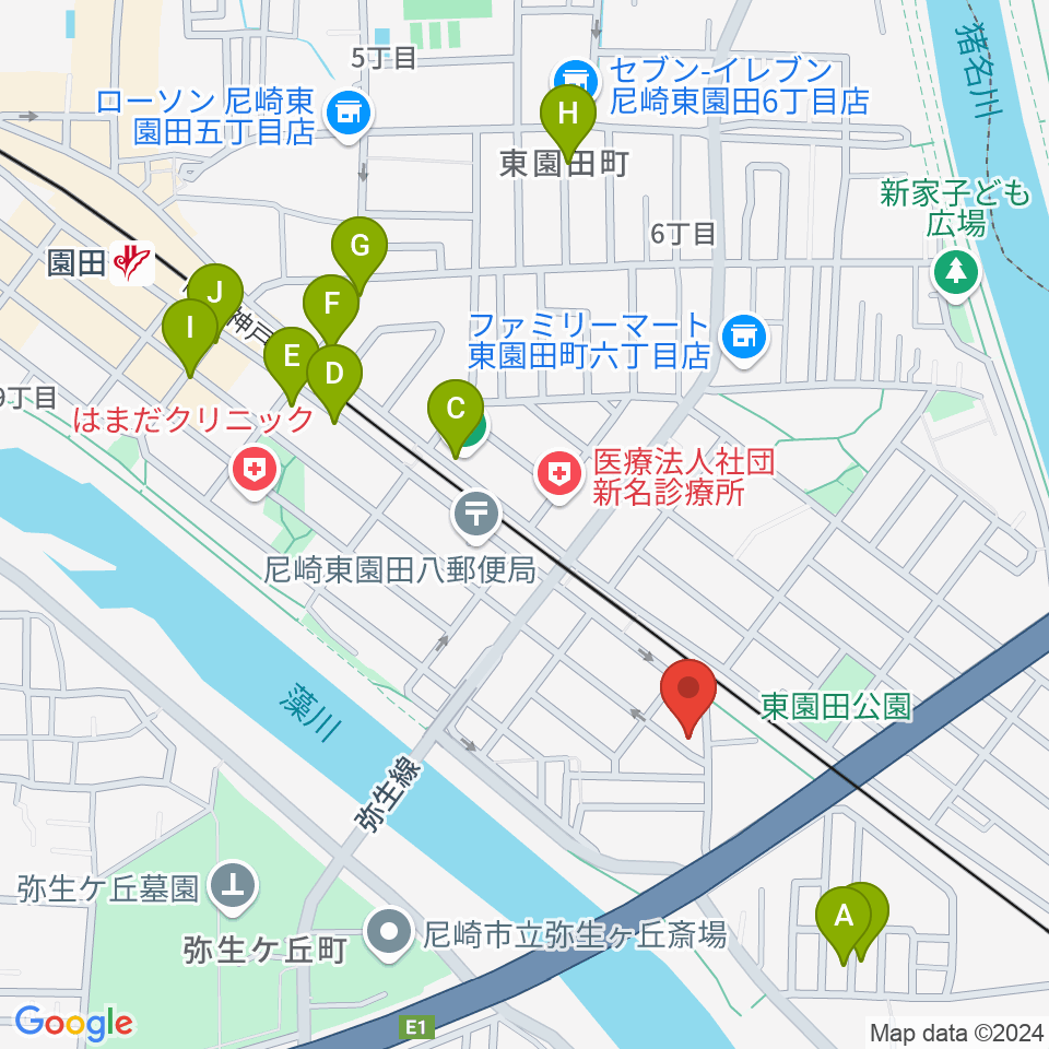 Shineヴォーカル教室周辺のファミレス・ファーストフード一覧地図