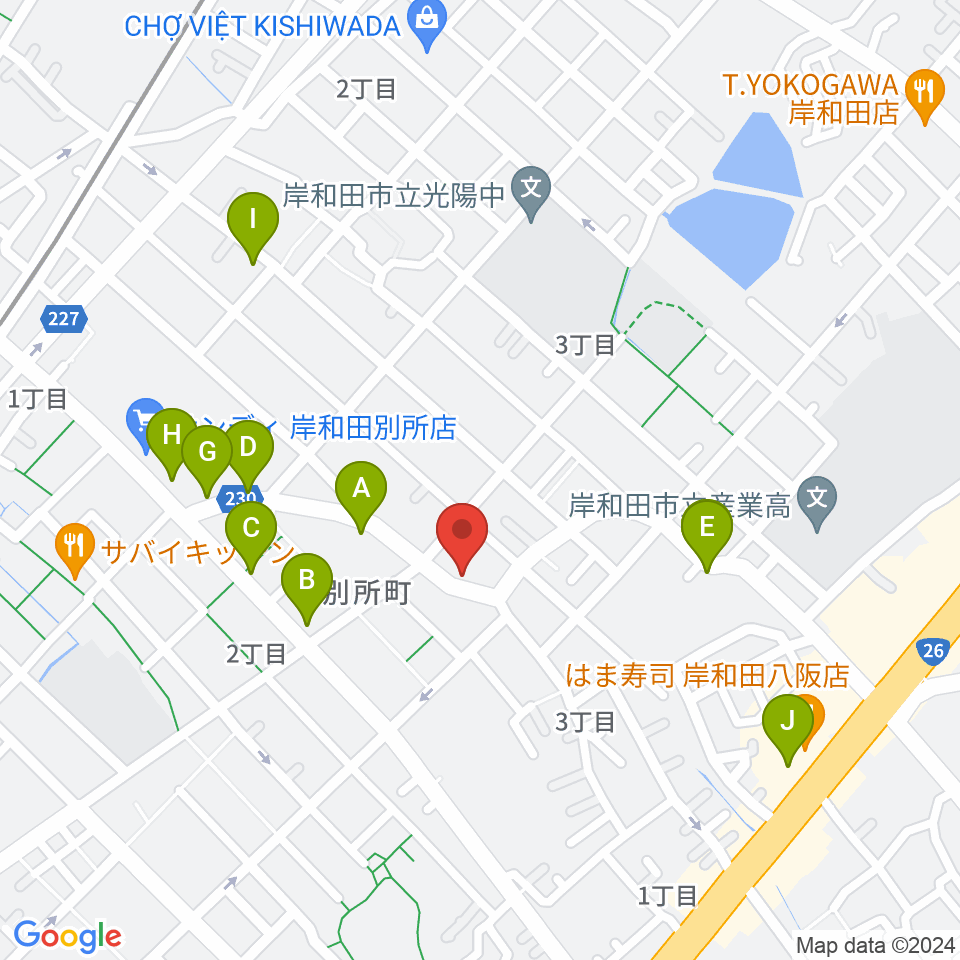 関西音楽院周辺のファミレス・ファーストフード一覧地図