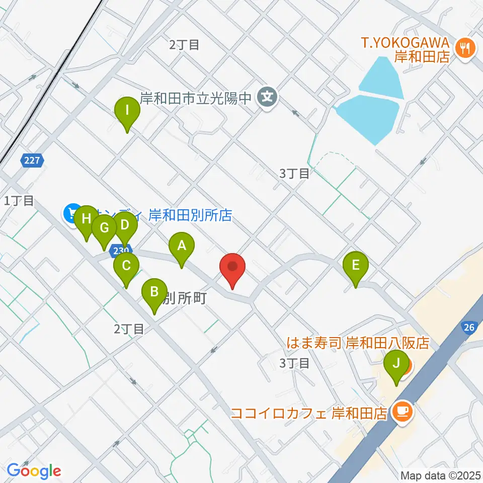 関西音楽院周辺のファミレス・ファーストフード一覧地図