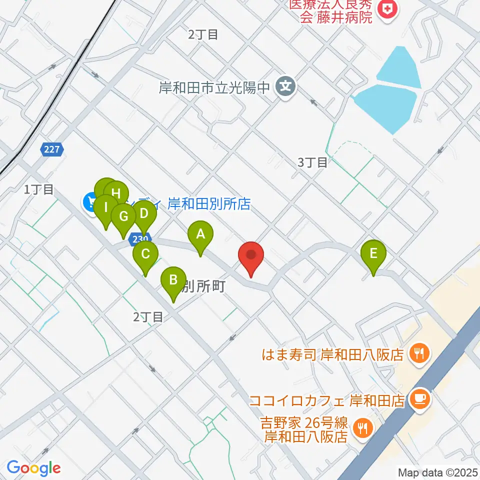 関西音楽院周辺のファミレス・ファーストフード一覧地図