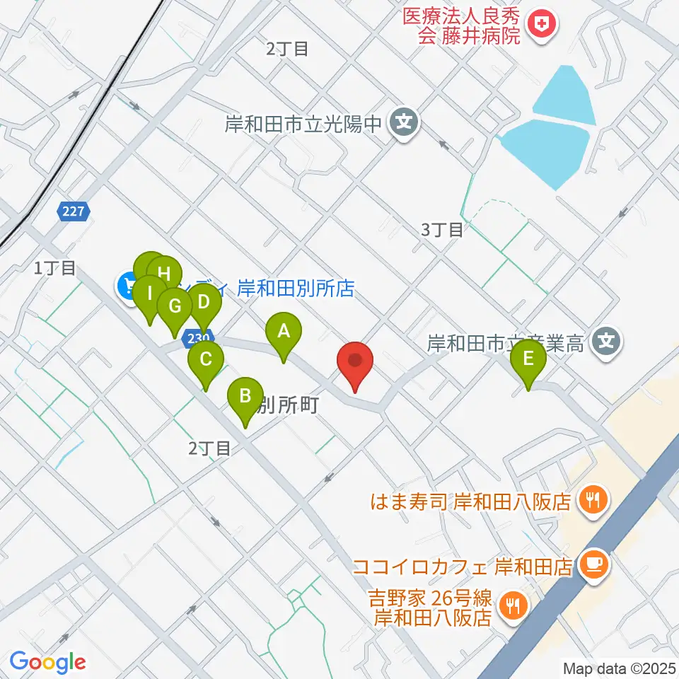 関西音楽院周辺のファミレス・ファーストフード一覧地図