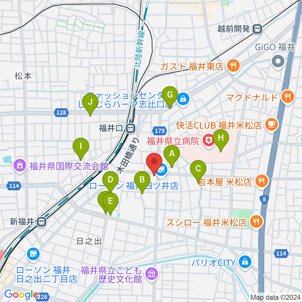 MPCみゅうじかん周辺のファミレス・ファーストフード一覧地図