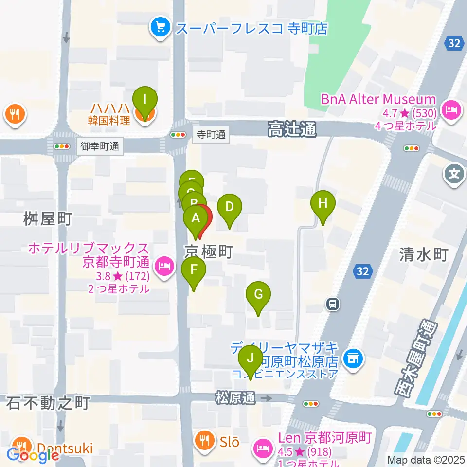 京都メゾピアノ音楽教室周辺のファミレス・ファーストフード一覧地図