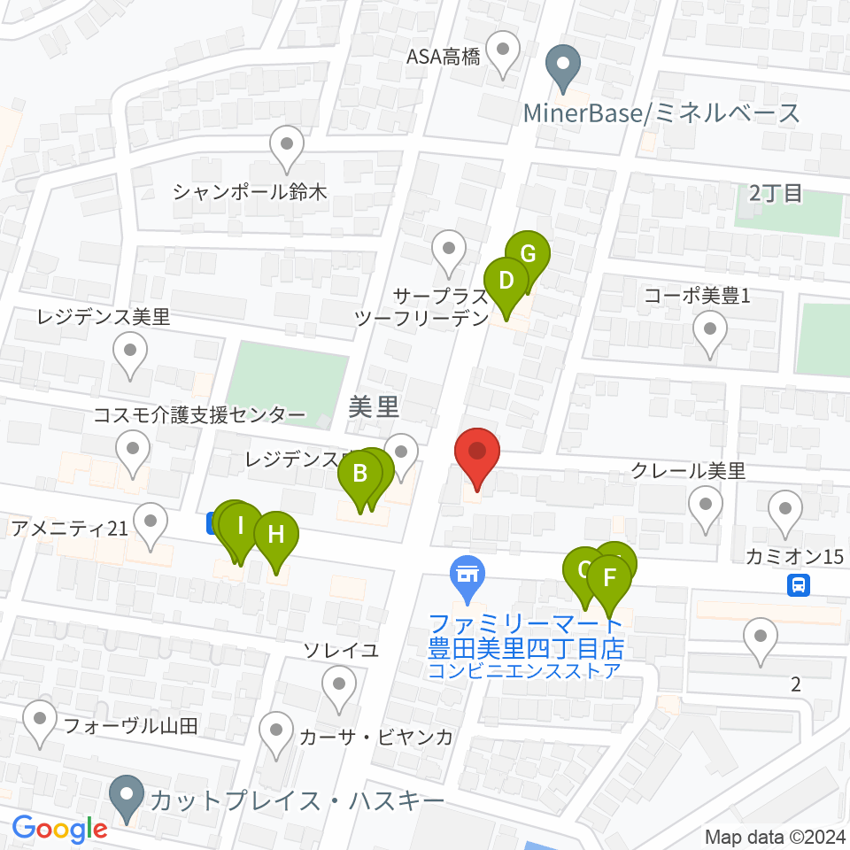 豊田ミュージックアカデミー周辺のファミレス・ファーストフード一覧地図