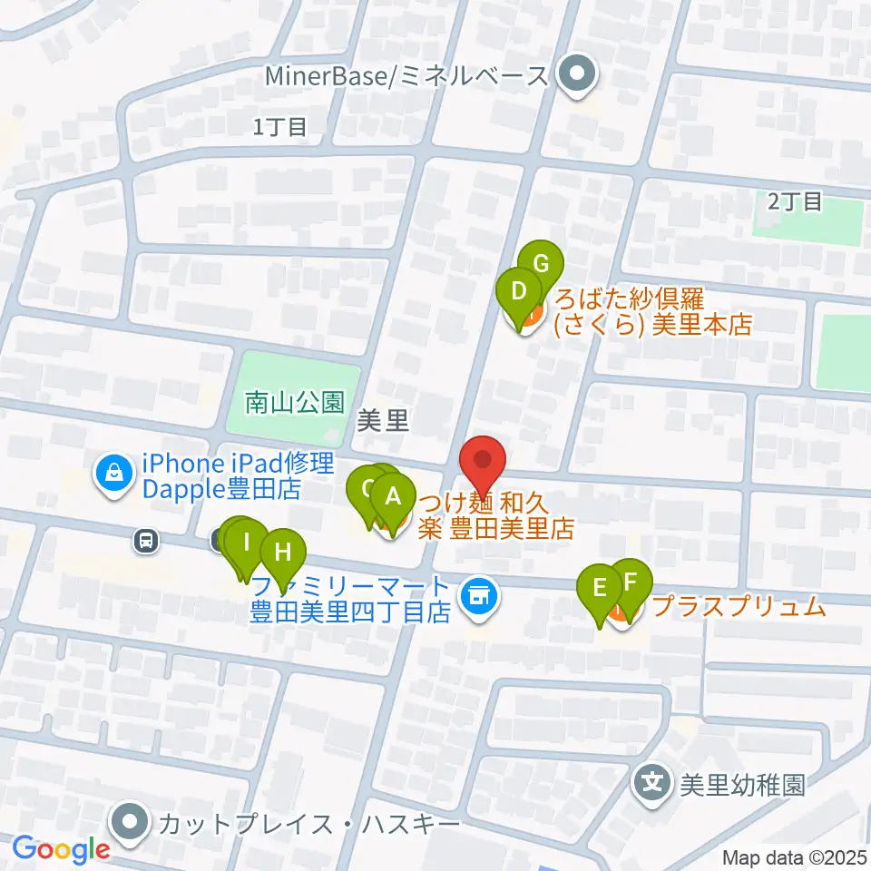 豊田ミュージックアカデミー周辺のファミレス・ファーストフード一覧地図