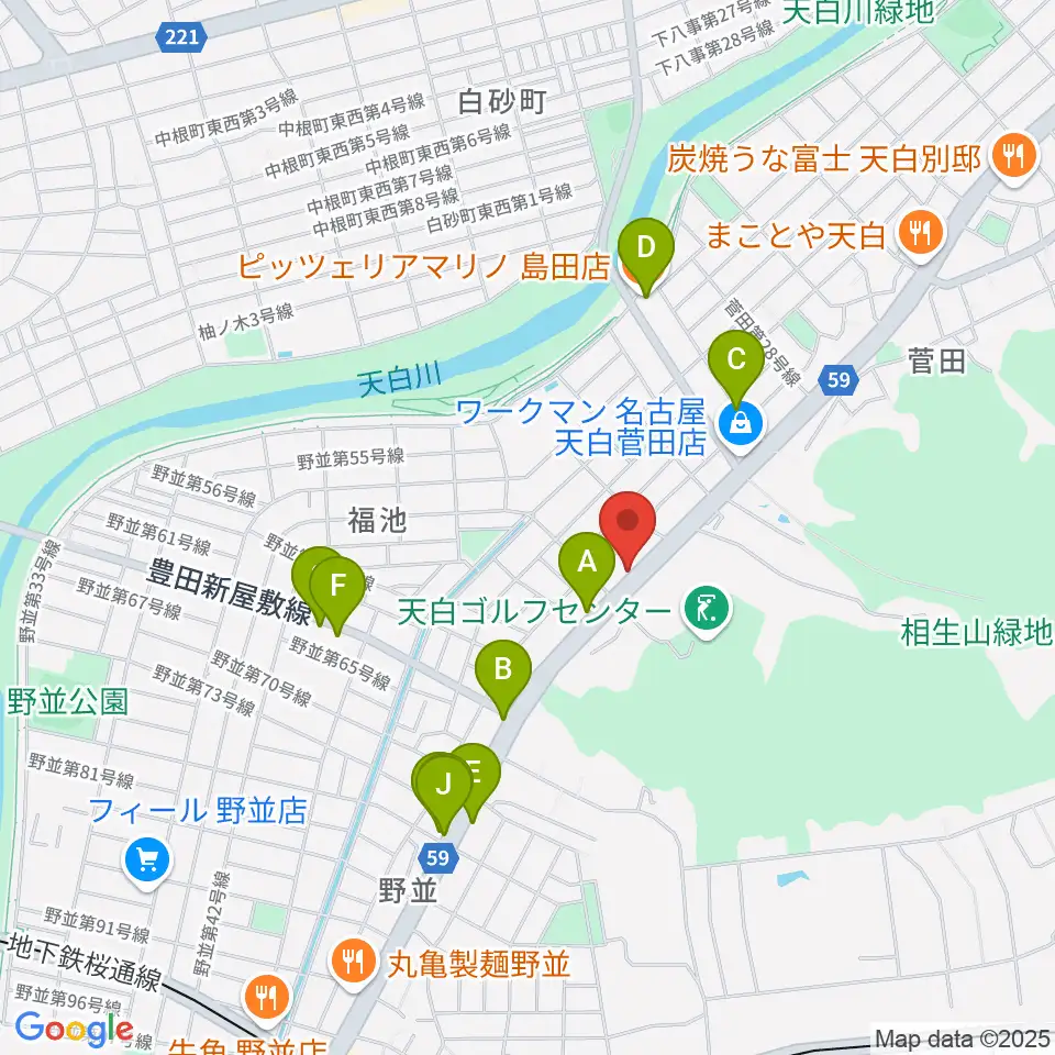 ミュージック・ドルチェ音楽教室周辺のファミレス・ファーストフード一覧地図