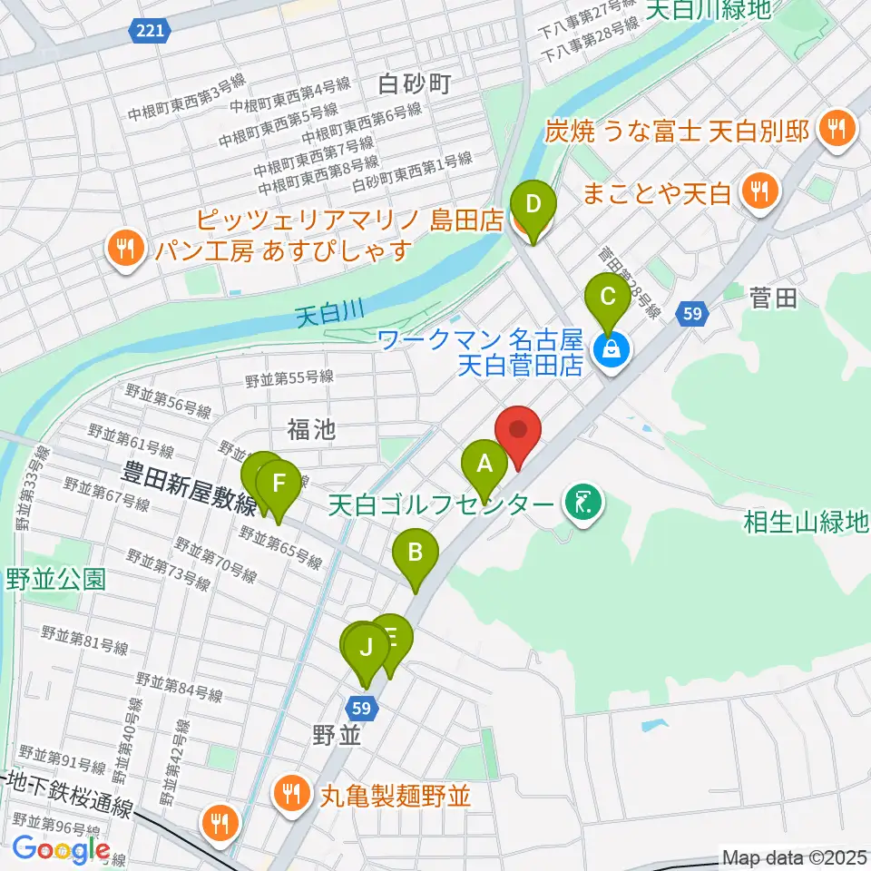 ミュージック・ドルチェ音楽教室周辺のファミレス・ファーストフード一覧地図