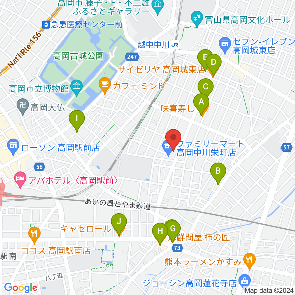 クリス音楽院周辺のファミレス・ファーストフード一覧地図