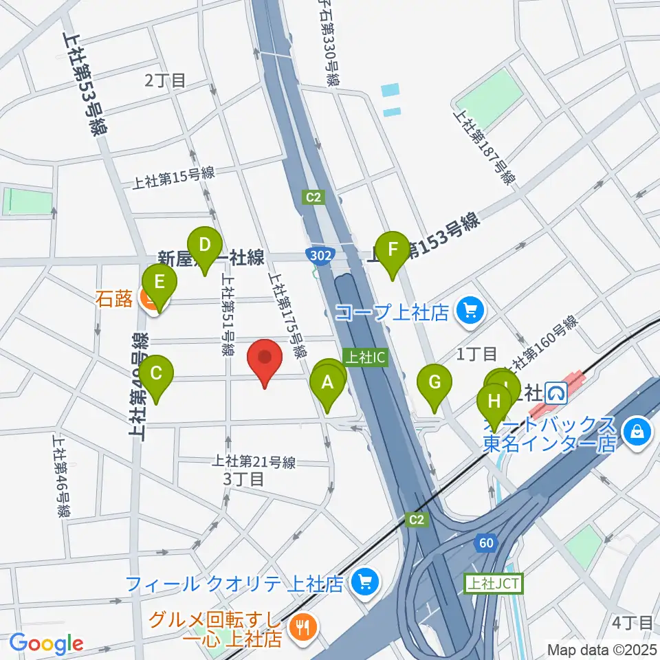 キューミュージックラボ周辺のファミレス・ファーストフード一覧地図