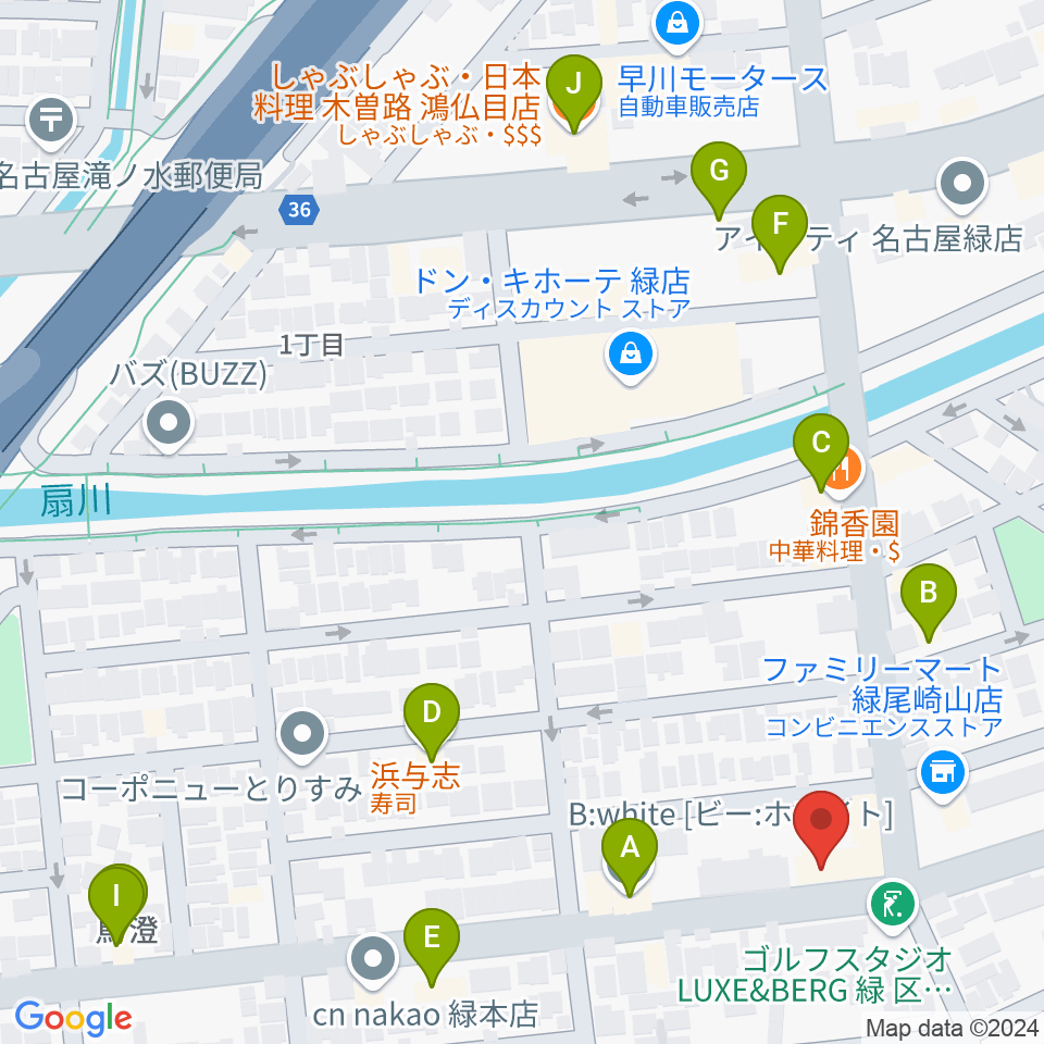 音楽教室ボイスミュージック周辺のファミレス・ファーストフード一覧地図