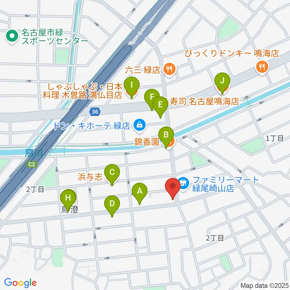 ボイスミュージック周辺のファミレス・ファーストフード一覧地図