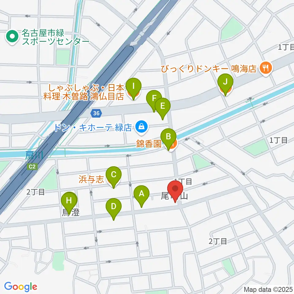ボイスミュージック周辺のファミレス・ファーストフード一覧地図